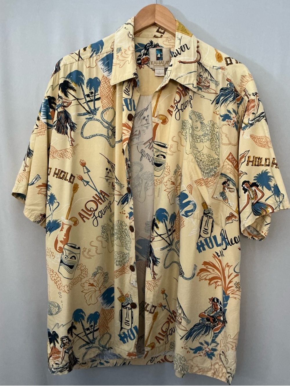 Kahala Men's Aloha Hawaiian Shirt Size L